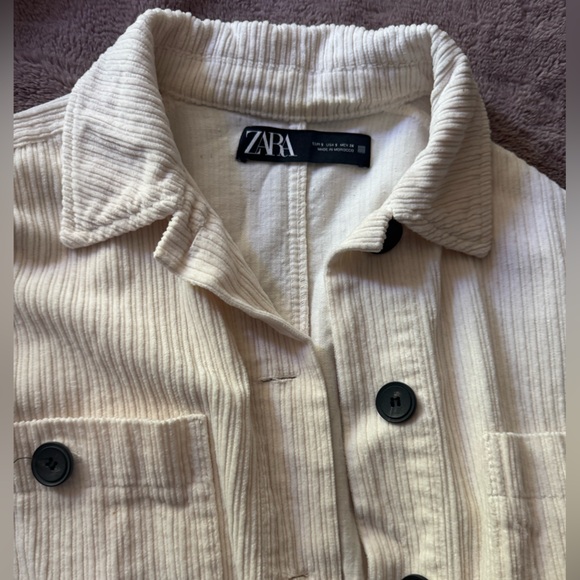 Ladies Zara Corduroy Jean Jacket Cream S Excellent Condition Fall Lightweight - Picture 7 of 9